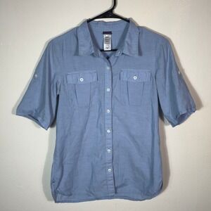 Patagonia Womens Button Down Shirt Sleeve‎ Organic Cotton XS Blue